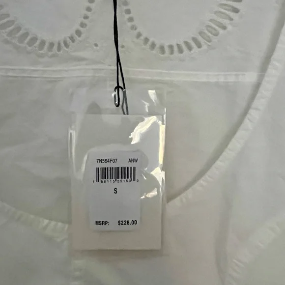 NWT 7 For All Mankind Women Cotton Balloon Sleeves Eyelet Top White Size S - Picture 6 of 15